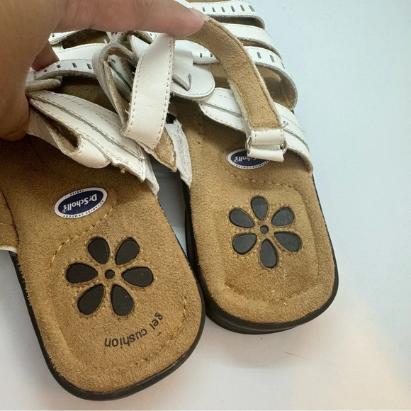 Dr Scholls Woman Sandals Size 6W White Leather Straps Gel Cushion - Picture 5 of 9